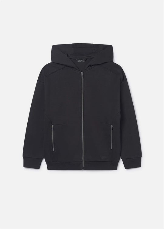 Mayoral Erkek Çocuk Fermuarlı Kapüşonlu Sweatshirt Ceket Siyah 6417