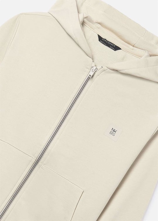 Mayoral Erkek Çocuk Fermuarlı Kapüşonlu Sweatshirt Ceket Krem 804