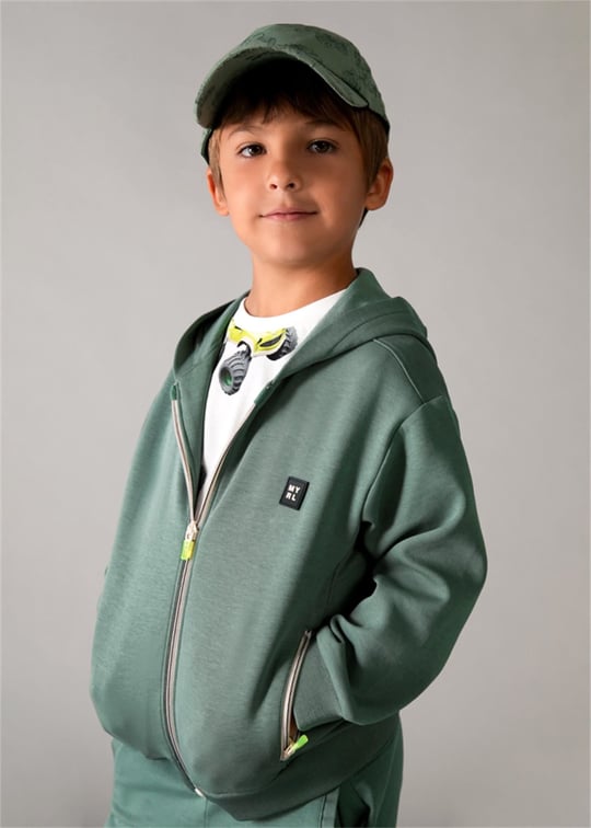 Mayoral Erkek Çocuk Fermuarlı Kapüşonlu Sweatshirt Yeşil 3442