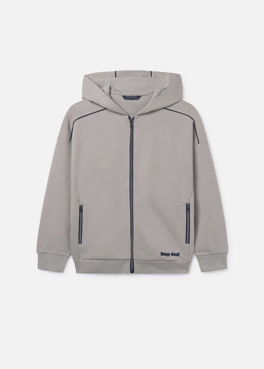 Mayoral Erkek Çocuk Fermuarlı Kapüşonlu Sweatshirt Ceket Taş 6417