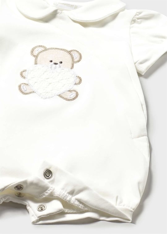 Mayoral Kız Bebek 2li Yakalı Kısa Tulum Set Beyaz 1704