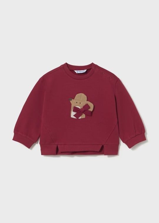 Mayoral Kız Bebek Baskılı Sweatshirt Bordo 2433
