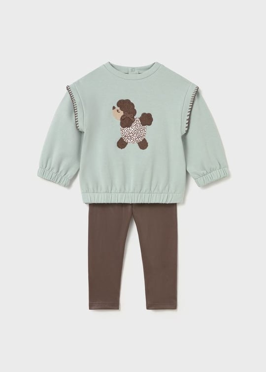 Mayoral Kız Bebek Baskılı Sweatshirt Tayt Takım Kahverengi 2707