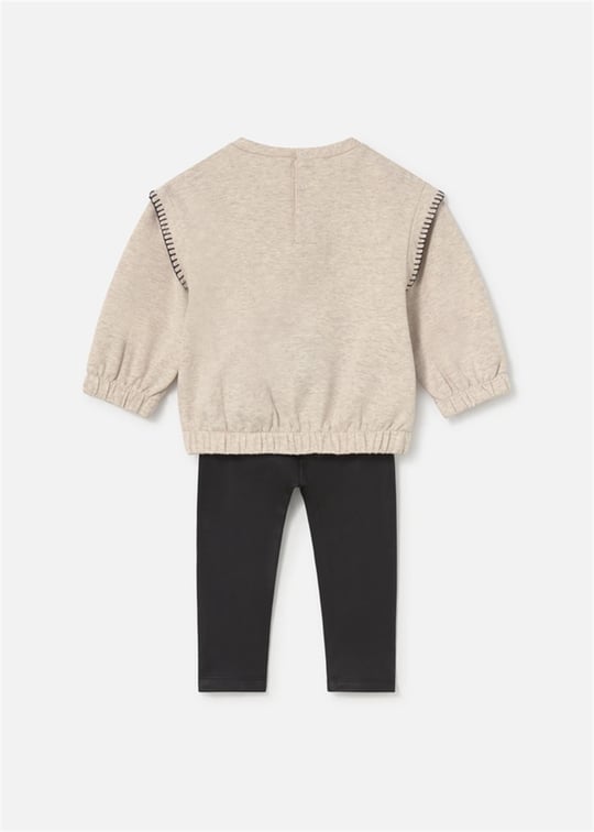 Mayoral Kız Bebek Baskılı Sweatshirt Tayt Takım Siyah 2707