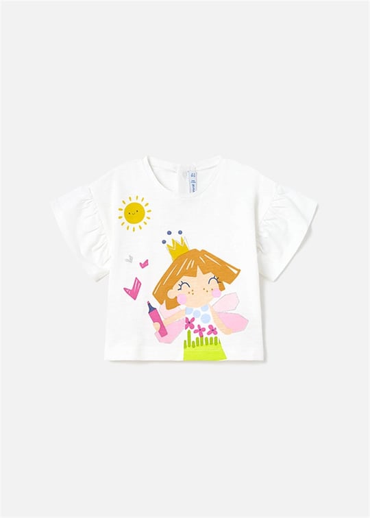 Mayoral Kız Bebek Baskılı T-shirt Beyaz 1010