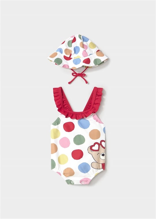 Mayoral Kız Bebek Güneş Korumalı Şapkalı Mayo Kırmızı 1764