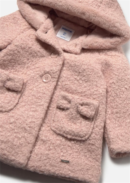 Mayoral Kız Bebek Kapüşonlu Düğmeli Kaban Pembe 2436