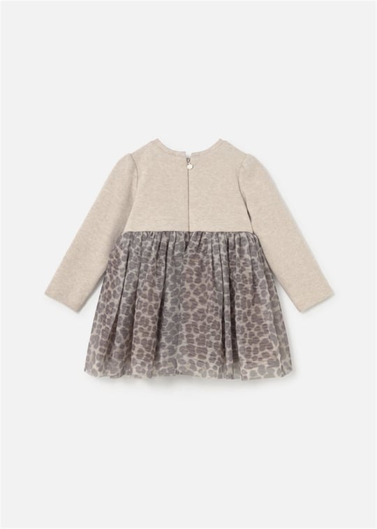 Mayoral Kız Bebek Leopar Desenli Tül Elbise Bej 2941