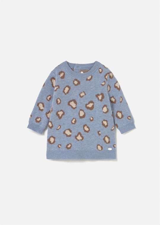 Mayoral Kız Bebek Leopar Örme Elbise Mavi 2806