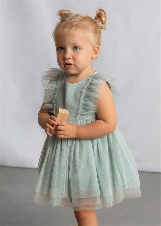 Mayoral Kız Bebek Saç Bantlı Tül Elbise Mint 1905