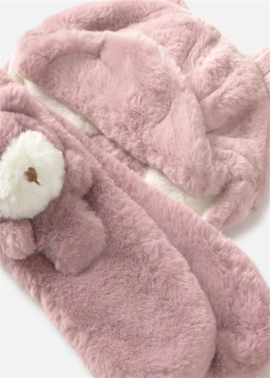 Mayoral Kız Çocuk Ayılı Şapka Atkı Takımı Pembe 10020
