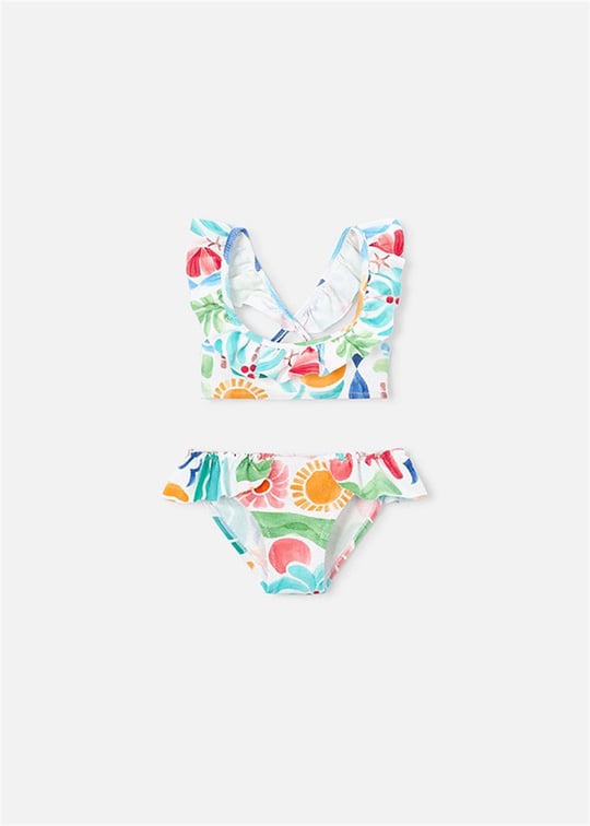 Mayoral Kız Çocuk Baskılı Fırfırlı Bikini Takımı Ekru 3734