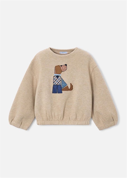 Mayoral Kız Çocuk Baskılı Sweatshirt Bej 4406