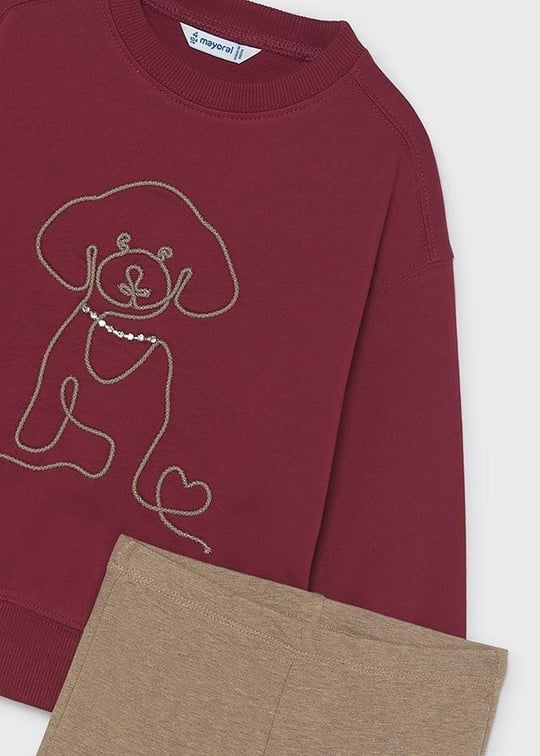 Mayoral Kız Çocuk Baskılı Sweatshirt Tayt Takım Fuşya 4733