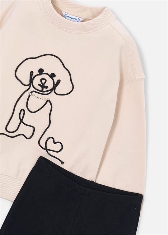 Mayoral Kız Çocuk Baskılı Sweatshirt Tayt Takım Siyah 4733