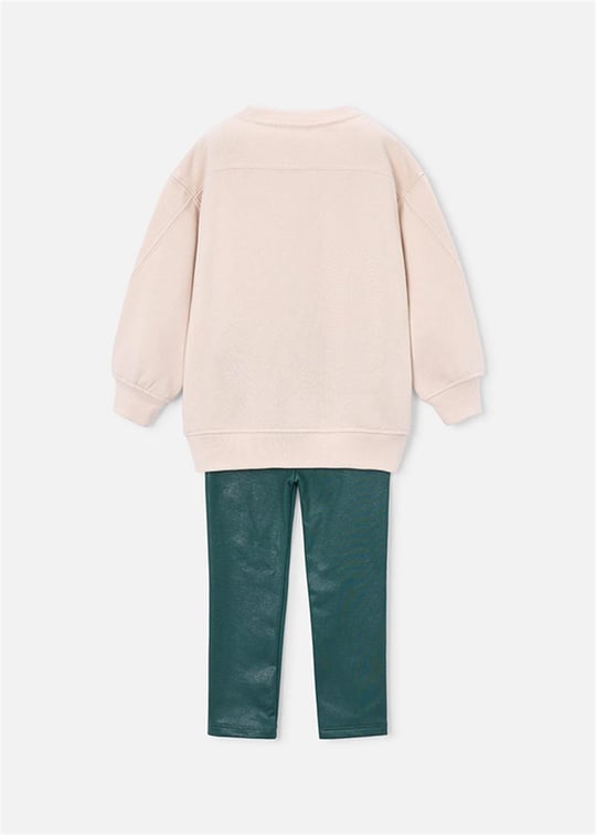 Mayoral Kız Çocuk Baskılı Sweatshirt Tayt Takım Zümrüt Yeşili 4737