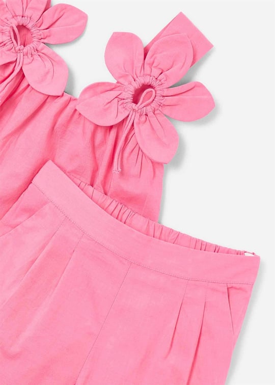 Mayoral Kız Çocuk Çiçek Desenli Bluz Pantolon Takım Pembe 3596