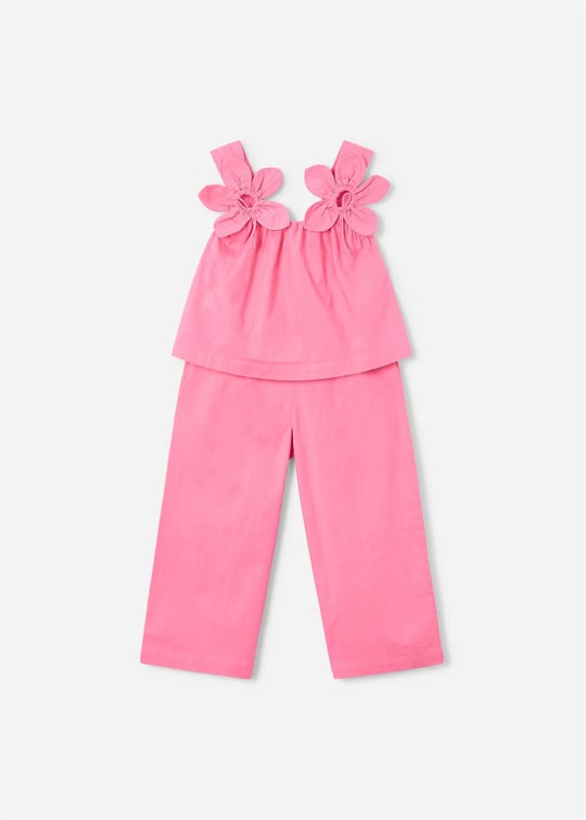 Mayoral Kız Çocuk Çiçek Desenli Bluz Pantolon Takım Pembe 3596