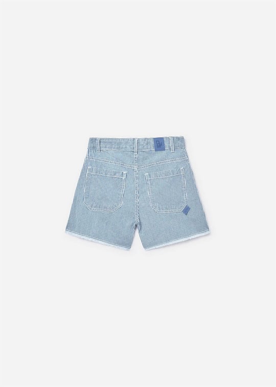 Mayoral Kız Çocuk Çizgili Denim Şort Mavi 6205