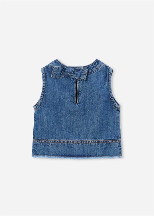 Mayoral Kız Çocuk Denim Kolsuz Bluz Koyu Mavi 3030