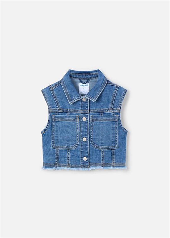 Mayoral Kız Çocuk Denim Yelek Mavi 3364