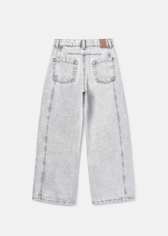 Mayoral Kız Çocuk Geniş Paça Denim Pantolon Gri 6552