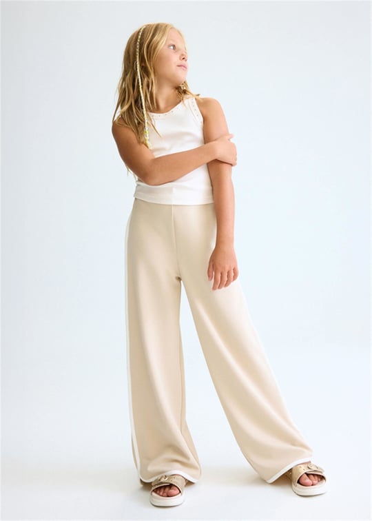 Mayoral Kız Çocuk Geniş Paça Pantolon Krem 6556