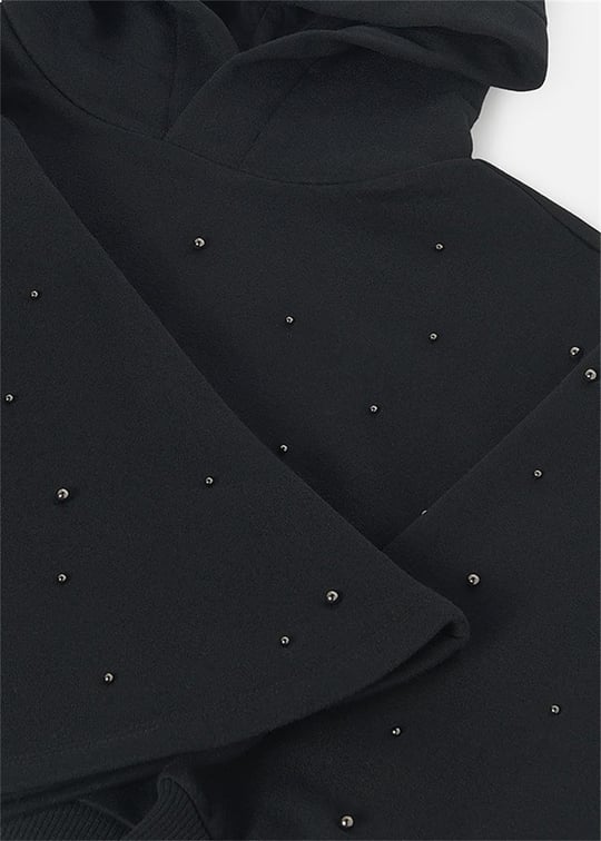 Mayoral Kız Çocuk İncili Kapüşonlu Sweatshirt Etek Takım Siyah 7943