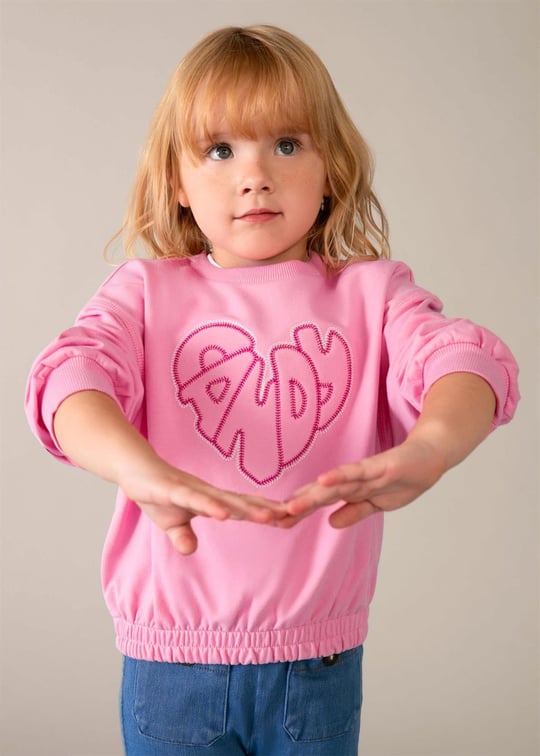 Mayoral Kız Çocuk İşlemeli Sweatshirt Pembe 3449