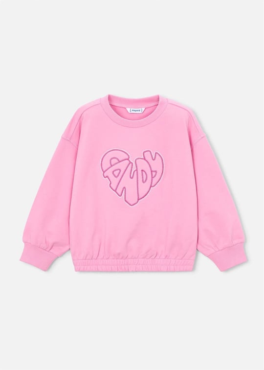 Mayoral Kız Çocuk İşlemeli Sweatshirt Pembe 3449