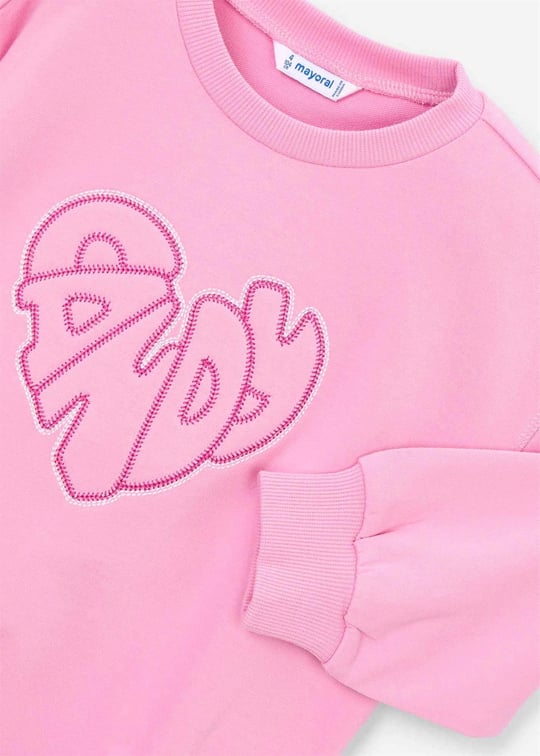 Mayoral Kız Çocuk İşlemeli Sweatshirt Pembe 3449
