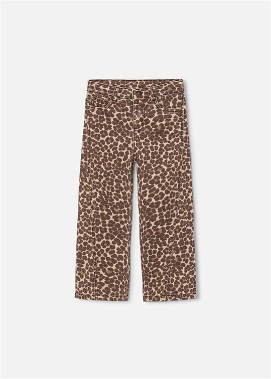 Mayoral Kız Çocuk Leopar Desenli Gabardin Pantolon Kahverengi 4519