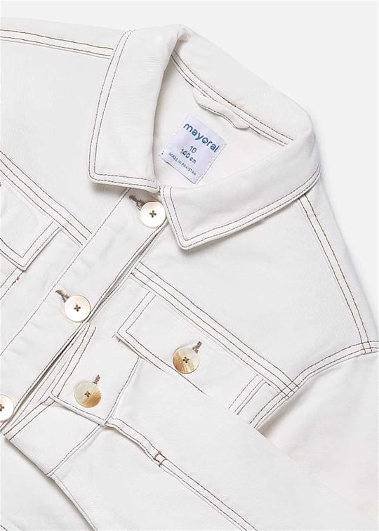 Mayoral Kız Çocuk Püsküllü Denim Ceket Krem 6407