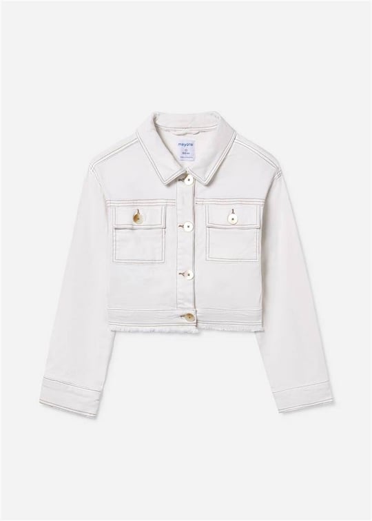 Mayoral Kız Çocuk Püsküllü Denim Ceket Krem 6407