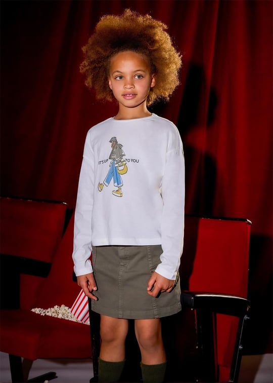 Mayoral Kız Çocuk Uzun Kol Sweatshirt Ekru 7019