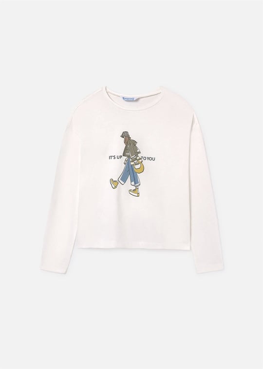 Mayoral Kız Çocuk Uzun Kol Sweatshirt Ekru 7019