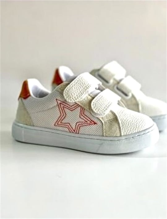 Merli&Rose Kız Çocuk Star Sneaker Ayakkabı Beyaz Turuncu 1203-P-15