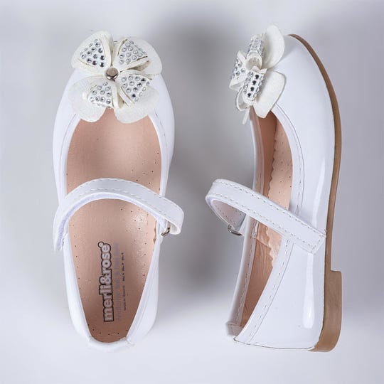 Merli&Rose Kız Çocuk Yonca Babet Beyaz Rugan P9060