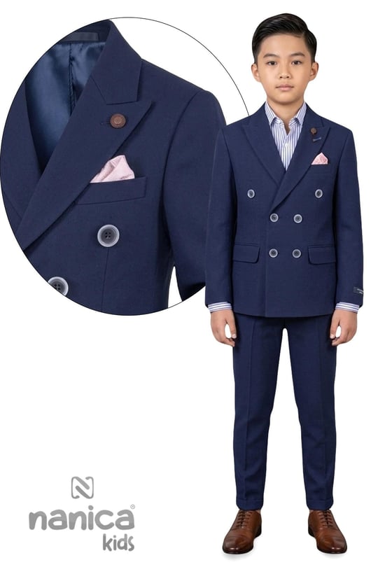 Nanica Kids Erkek Çocuk Kruvaze Takım Elbise Lacivert 126639