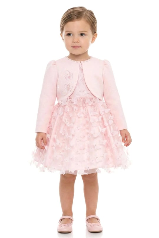 Pamina Kız Bebek Bolero Elbise Takım Pembe 36361