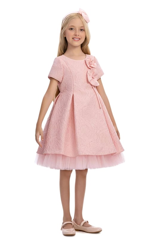 Pamina Kız Çocuk Taç Tokalı Tüllü Elbise Pembe 36190
