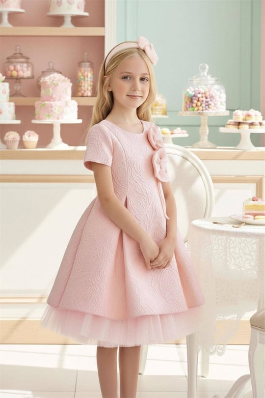 Pamina Kız Çocuk Taç Tokalı Tüllü Elbise Pembe 36190