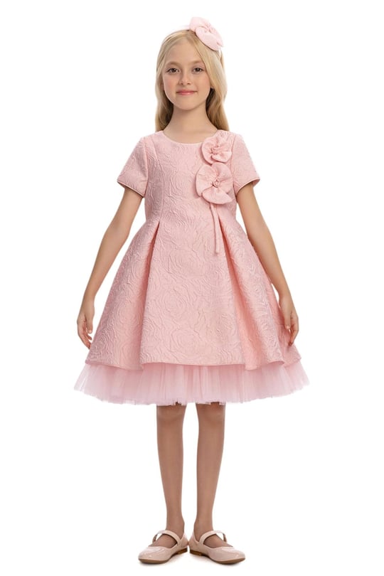 Pamina Kız Çocuk Taç Tokalı Tüllü Elbise Pembe 36190