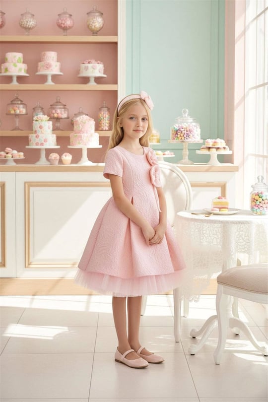 Pamina Kız Çocuk Taç Tokalı Tüllü Elbise Pembe 36190