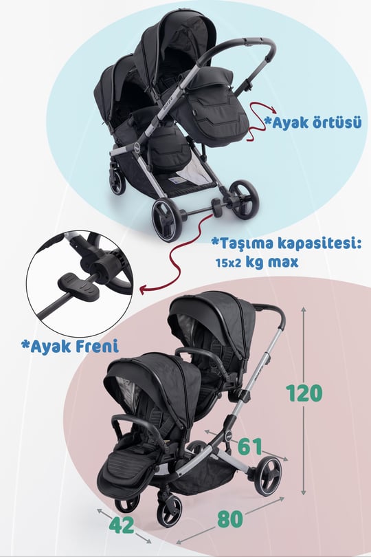 Prego 2071 İbiza Pro Travel Sistem İkiz Bebek Arabası