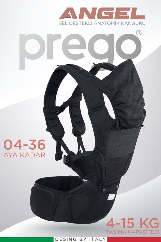 Prego Angel Anatomik Bebek Kangurusu Siyah 3098
