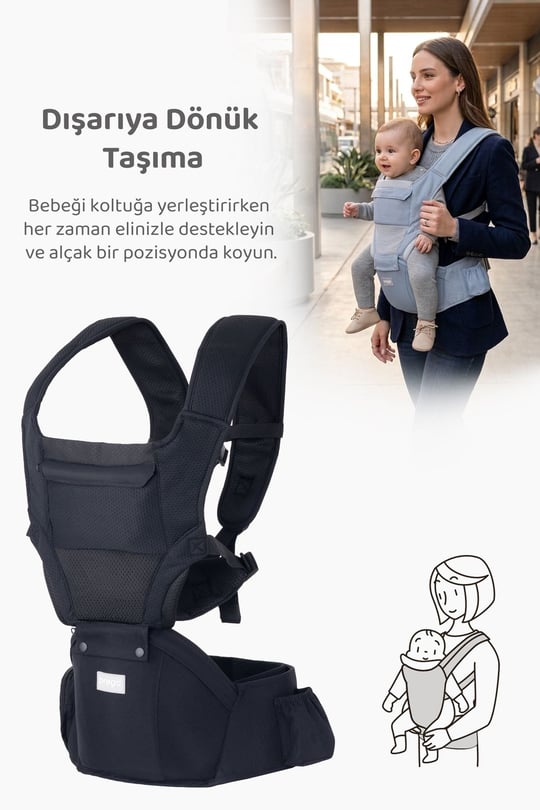 Prego Angel Anatomik Bebek Kangurusu Siyah 3098