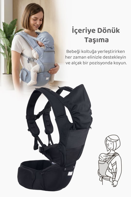 Prego Angel Anatomik Bebek Kangurusu Siyah 3098