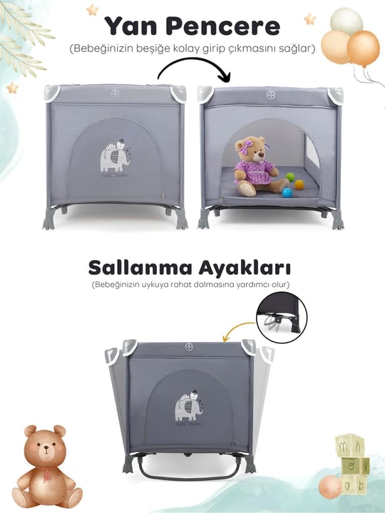 Prego Atlanta Max Oyun Parkı 70*120 Gri 8056