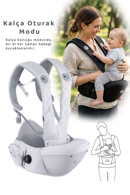 Prego Dallas Anatomik Bebek Kangurusu Gri 3099